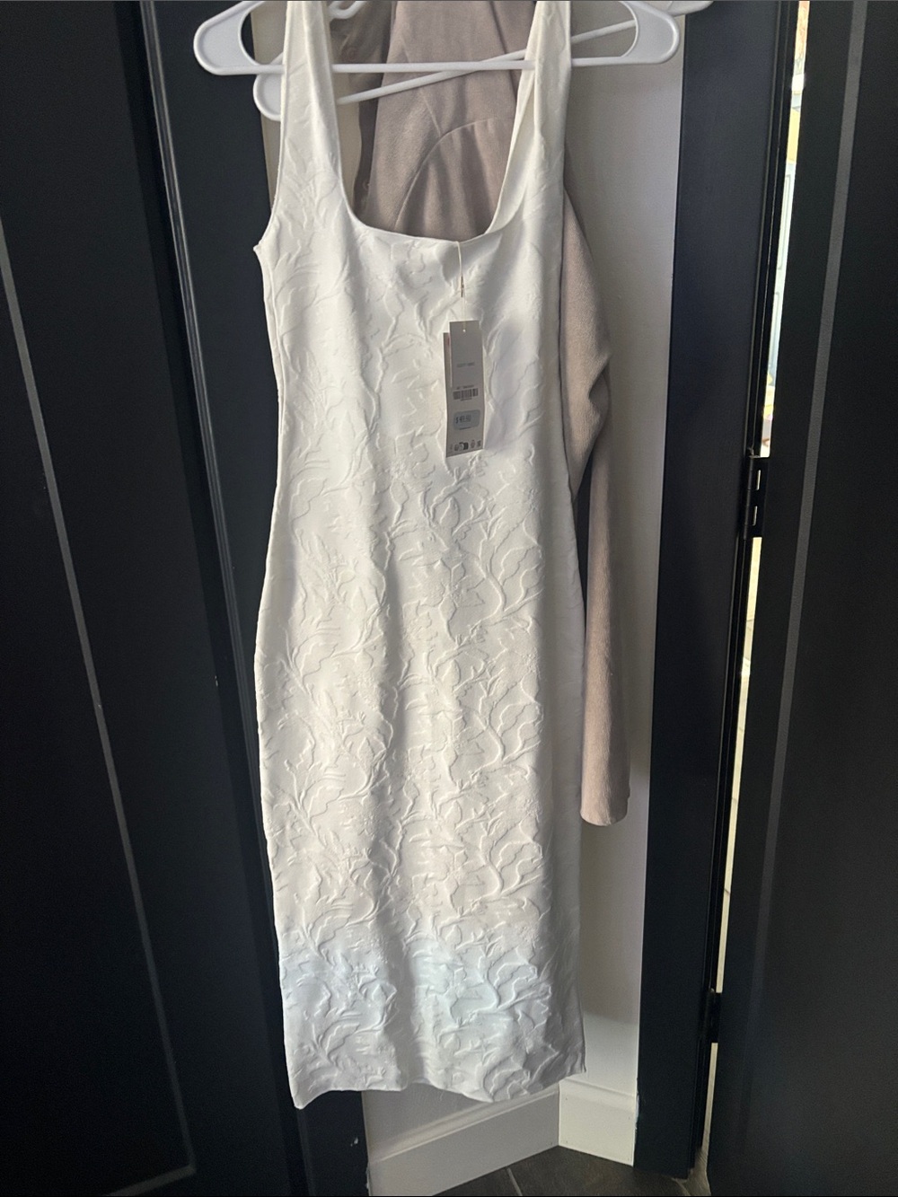 Elegant White Textured Tank Midi Dress